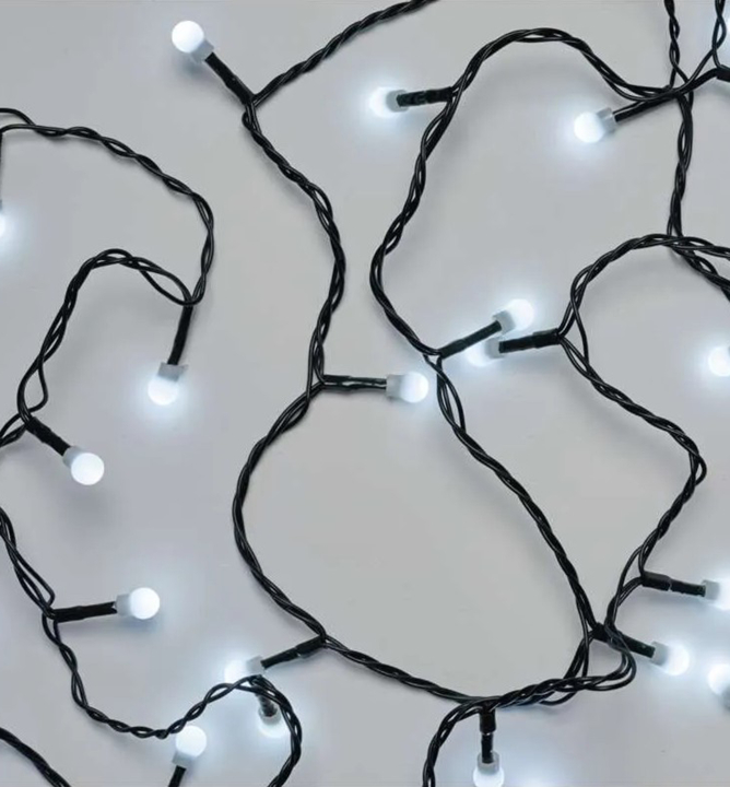 LED vánoèní øetìz CHERRY, kulièky, 20 m, 200 LED, studená bílá, programy