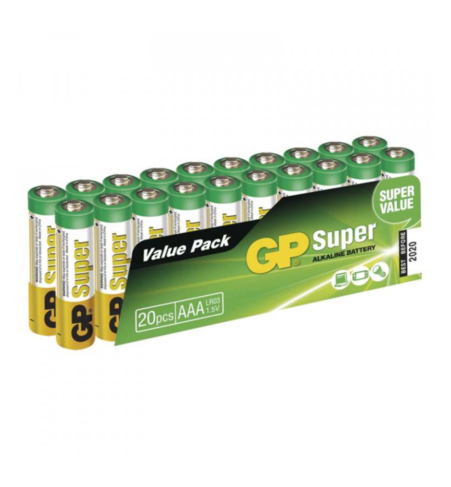 Alkalická baterie GP Super Alkaline, LR03 (AAA) 20 ks v balení ...