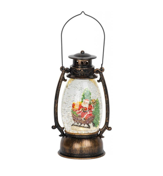 LED dekorace LUCERNA MAGICHOME, se Santou a tøpytkami, 13x11x24 cm, èerný
