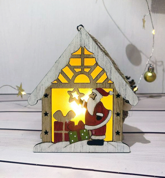 LED dekorace MAGICHOME, SANTA v domeku, zvsn, 9x3x10,4 cm, tepl bl