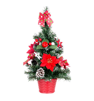 Stromeček MAGICHOME VÁNOCE, ozdobený, červený, 41 cm