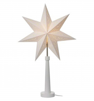 SVÍCEN na žárovku, E14, bílý s papírovou hvězdou, 46x70 cm, vnitřní
