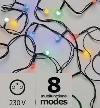 LED vánoèní øetìz CHERRY, kulièky, multicolor 8 m, 80 LED, vnìjší, programy