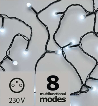 LED vánoèní øetìz CHERRY, kulièky, 8 m, vnìjší, studená bílá