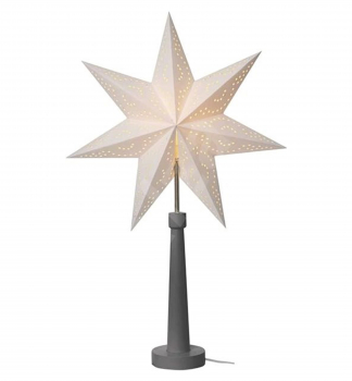 SVÍCEN na žárovku, E14, šedý s papírovou hvězdou, 46x70 cm, vnitřní