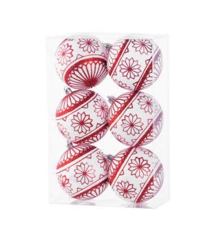 KOULE MAGICHOME VNOCE, 6 ks, erveno-bl, 8 cm