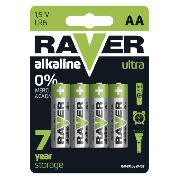 Alkalick baterie RAVER, LR6 (AA) 4 ks v balen