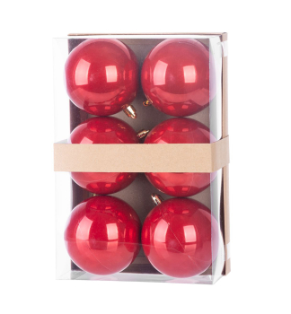 KOULE MAGICHOME VNOCE, 6 ks, erven, 8 cm