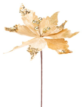 Květ MAGICHOME VÁNOCE, zlatý, 31 cm