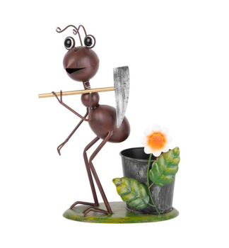 Dekorace MAGICHOME Mecco Mravenec s motykou, plech, 28x16x40 cm