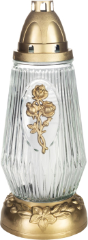 Ein Glasbecher aus hochwertigem transparentem Glas mit goldenen Akzenten.  28 cm, s npln 40 hod.