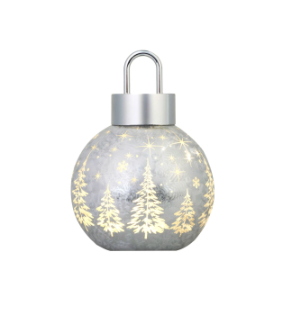 61407KOULE MAGICHOME VNOCE, sklo, stbrn, 10xLED tepl bl, 12x12x18 cm