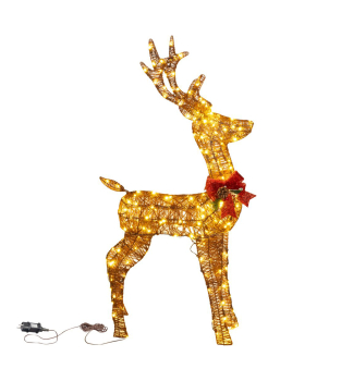 LED dekorace JELEN VNOCE, kov/motouz, 230 LED, tepl bl, 1,2 m