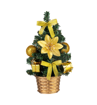 Dekorace MAGICHOME VNOCE, stromeek, ozdoben, zlat, 21 cm