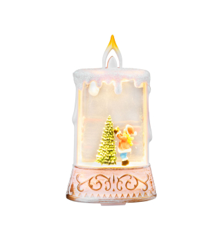 LED dekorace LUCERNA, Santa so stromekom, plast, 1 LED tepl biela, 8x4x15 cm