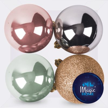 KOULE VNOCE, 4 ks, mix, 10 cm