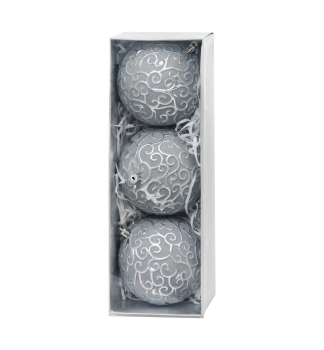 KOULE MAGICHOME VNOCE, 3 ks, stbrn, 10 cm