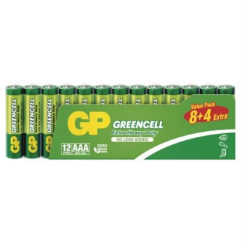 Zinko-chloridov� baterie GP Greencell R3 (AAA),12 ks