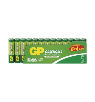 Zinko-chloridov� baterie GP Greencell R3 (AAA),12 ks